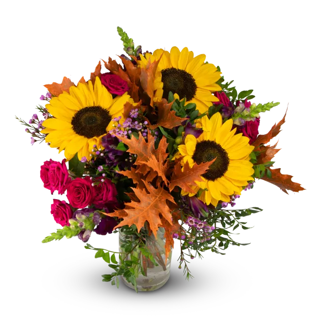 Autumn bouquet with sunflowers